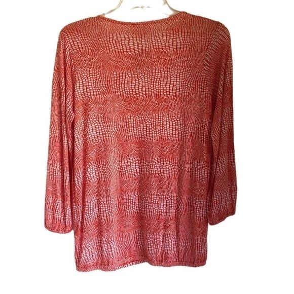 Michael Kors Peasant Top Keyhole Neck in Mandarin and White Size XS NWT - Picture 3 of 8